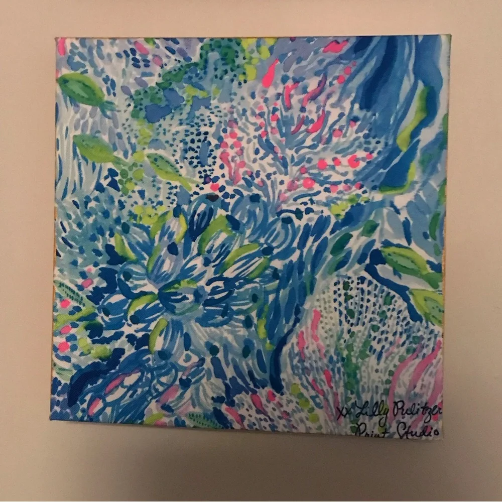 Lilly Pulitzer Vibrant sea life Canvas picture in Blue and Pink